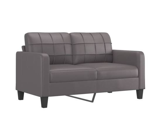 Canapea cu 2 locuri cu pernuțe, gri, 140 cm, piele ecologică, 4 image