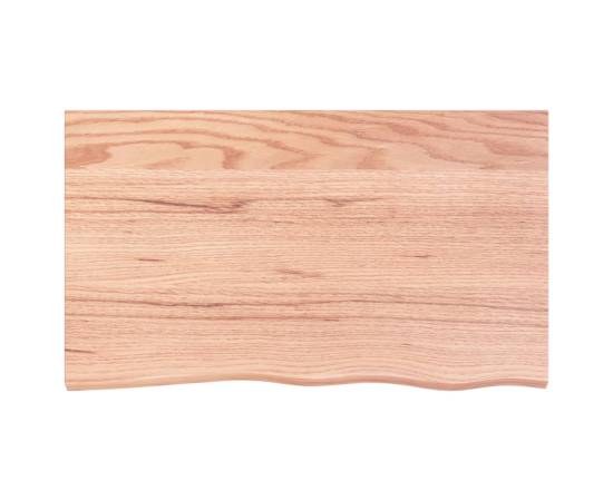 Blat masă maro deschis 100x60x2 cm, lemn masiv stejar tratat, 3 image