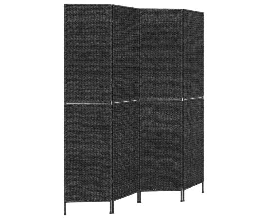 Paravan de cameră cu 4 panouri negru 163x180 cm, zambilă de apă, 6 image