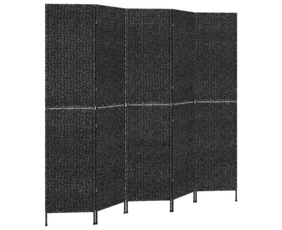 Paravan de cameră cu 5 panouri negru 205x180 cm zambilă de apă, 6 image