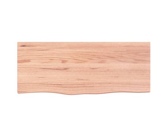 Blat masă maro deschis 100x40x2 cm, lemn masiv stejar tratat, 3 image