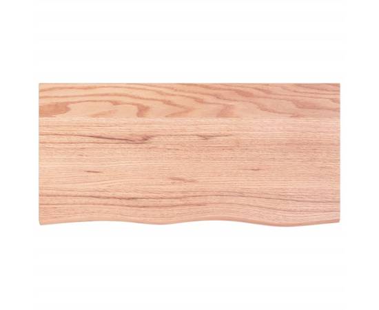 Blat masă maro deschis 100x50x4 cm, lemn masiv stejar tratat, 3 image