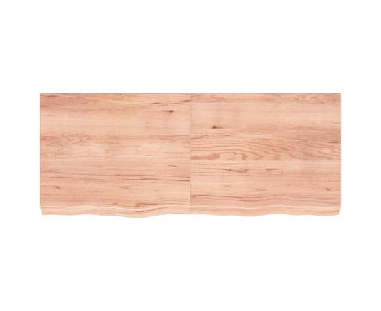 Blat masă maro deschis 120x50x6 cm, lemn masiv stejar tratat, 3 image
