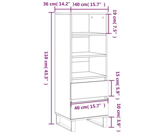 Dulap înalt, stejar maro, 40x36x110 cm, lemn compozit, 11 image