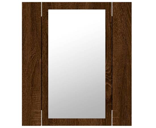 Dulap cu oglindă de baie led, stejar maro, 40x12x45 cm, lemn, 10 image