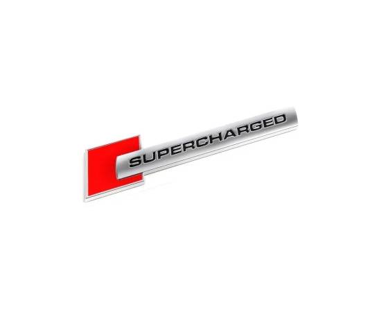 Emblema auto model "SUPERCHARGED", reliefata 3D, dimensiune 10 x 1 cm, 3 image