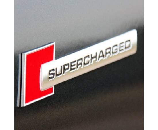 Emblema auto model "SUPERCHARGED", reliefata 3D, dimensiune 10 x 1 cm, 2 image