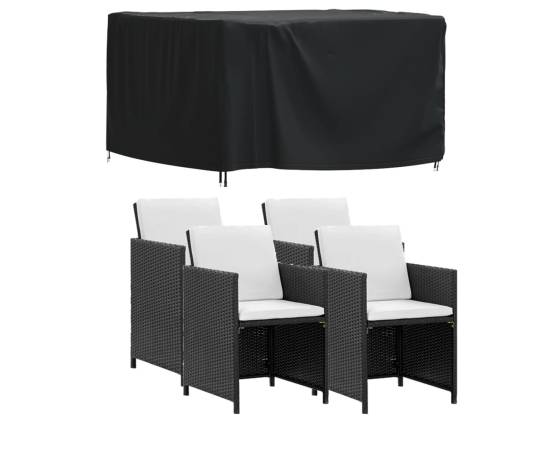 Husă mobilier de grădină negru 113x113x73 cm impermeabilă 420d, 2 image