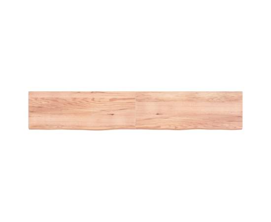 Blat de masă maro deschis 220x40x6 cm, lemn masiv stejar tratat, 3 image