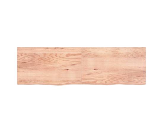 Blat masă maro deschis 200x60x6 cm, lemn masiv stejar tratat, 3 image