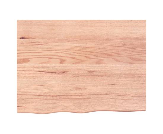 Blat masă maro deschis 80x60x2 cm, lemn masiv stejar tratat, 3 image