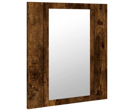 Dulap cu oglindă de baie led, stejar fumuriu, 40x12x45 cm, lemn, 9 image
