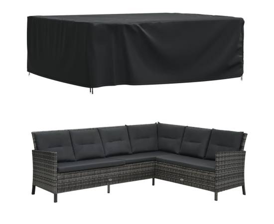 Husă mobilier de grădină negru 250x210x90 cm impermeabilă 420d, 2 image