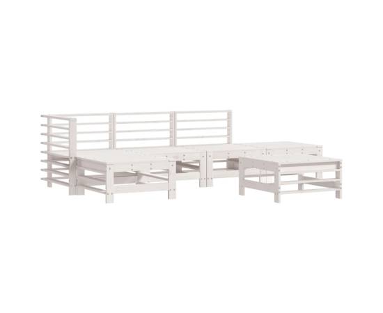 Set mobilier relaxare grădină&perne 6 piese alb lemn masiv pin, 3 image