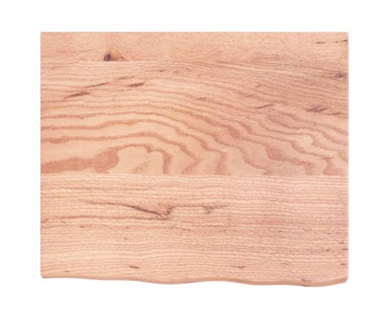 Blat de masă maro deschis 60x50x4 cm, lemn masiv stejar tratat, 3 image