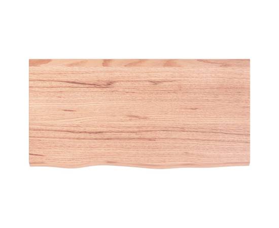 Blat de masă maro deschis 80x40x2 cm, lemn masiv stejar tratat, 3 image