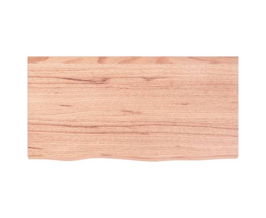 Blat de masă maro deschis 80x40x6 cm, lemn masiv stejar tratat, 3 image