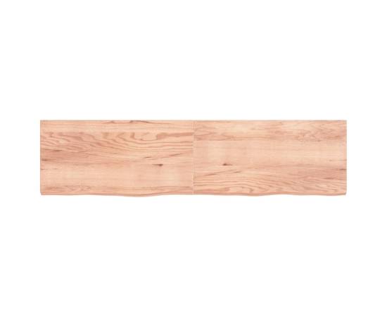 Blat masă maro deschis 200x50x6 cm, lemn masiv stejar tratat, 3 image