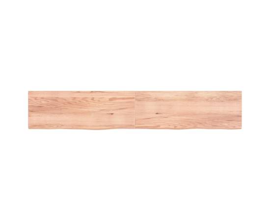 Blat masă maro deschis 220x40x4 cm, lemn masiv stejar tratat, 3 image