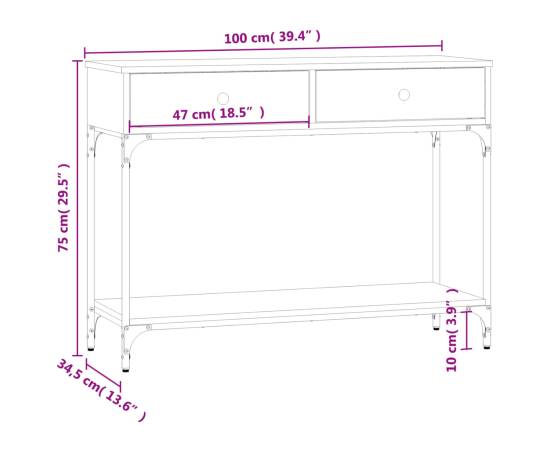 Măsuță consolă, stejar fumuriu, 100x34,5x75 cm, lemn prelucrat, 11 image