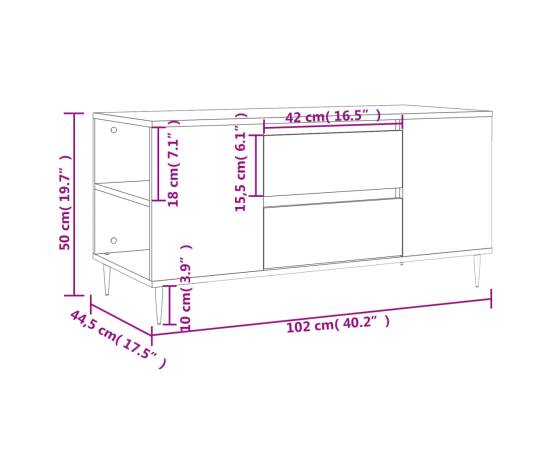 Măsuță de cafea, stejar maro, 102x44,5x50 cm, lemn prelucrat, 11 image