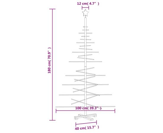 Brad de crăciun din lemn decorativ, 180 cm, lemn de pin masiv, 7 image