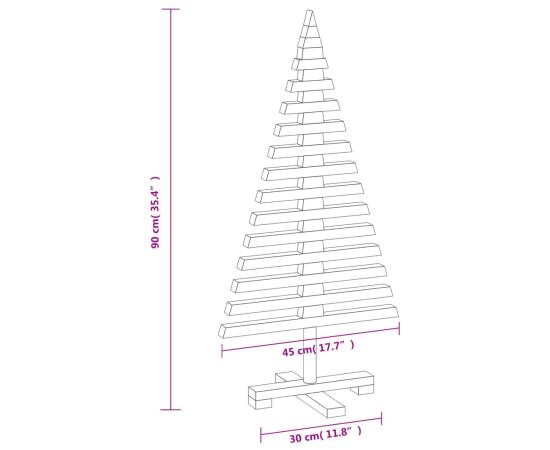 Brad de crăciun din lemn decorativ, 90 cm, lemn de pin masiv, 8 image