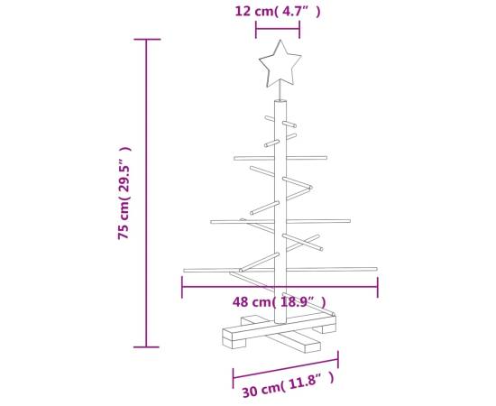 Brad de crăciun din lemn decorativ, 75 cm, lemn de pin masiv, 7 image