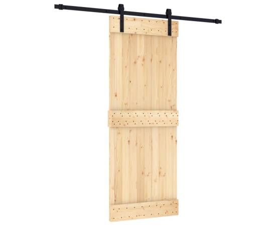 Ușă glisantă cu set de feronerie 80x210 cm, lemn masiv de pin, 2 image