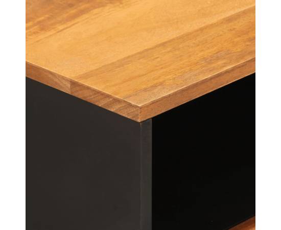 Noptieră, maro și negru, 50x33x60 cm, lemn masiv de mango, 8 image