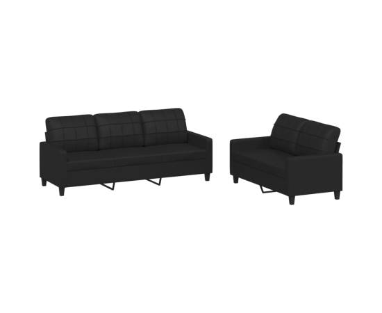 Set de canapele cu perne, 2 piese, negru, piele ecologică, 2 image