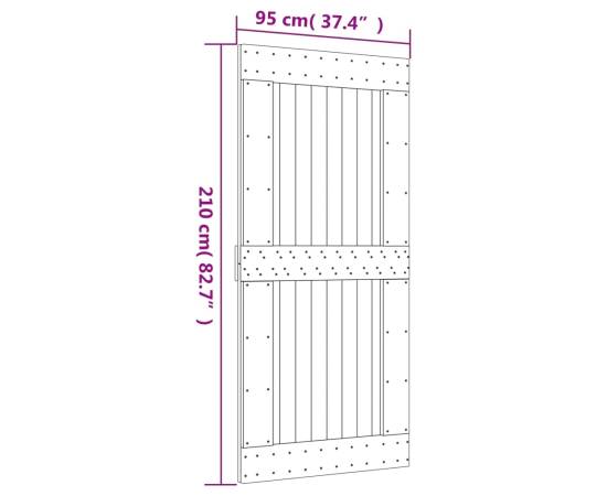 Ușă glisantă cu set de feronerie 95x210 cm, lemn masiv de pin, 11 image