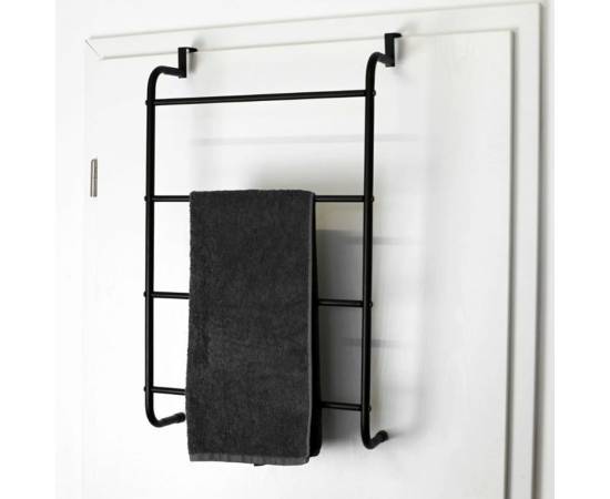 Bathroom solutions suport de prosoape pentru uși, negru, metal, 8 image