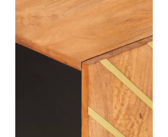 Dulap lateral, maro și negru, 90x33,5x75 cm lemn masiv de mango, 7 image
