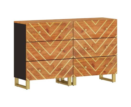 Dulapuri lateral, 2 buc., maro/negru, 60x33,5x75 cm, lemn mango, 2 image