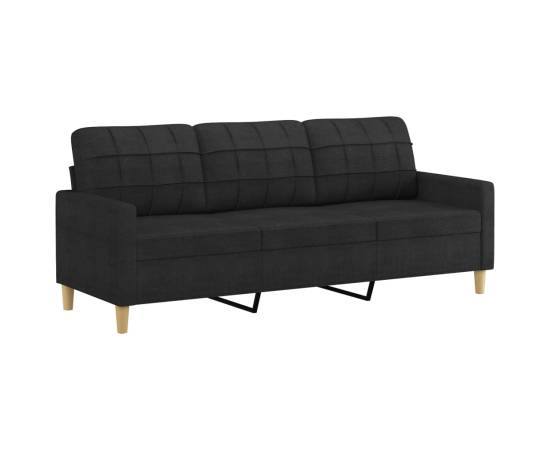 Set de canapele cu perne, 3 piese, negru, textil, 5 image