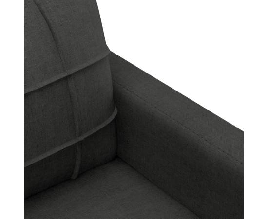 Set de canapele cu perne, 3 piese, negru, textil, 6 image