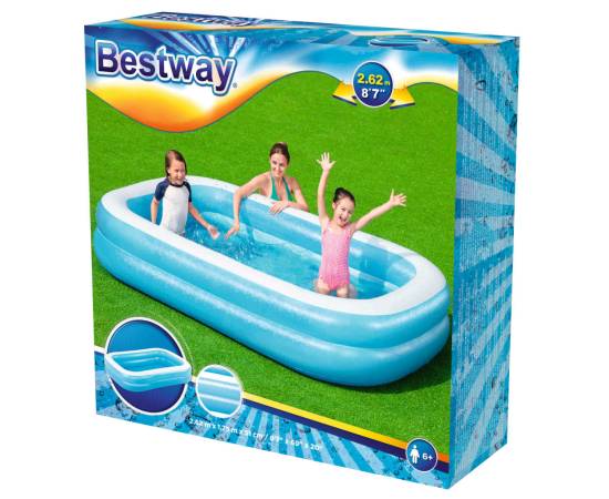 Bestway piscină gonflabilă, albastru/alb, 262x175x51 cm dreptunghiular, 6 image