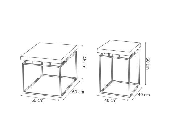 Rousseau set măsuțe de cafea „aron”, 2 piese, gri și ruginiu, metal, 6 image