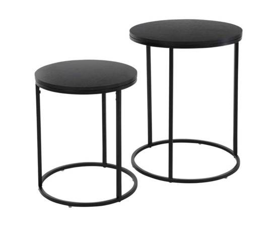 H&s collection set de masă laterală, 2 piese, cu blat de lemn, negru, 2 image