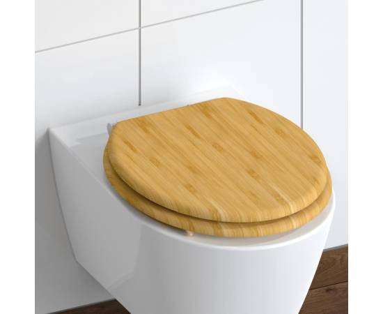 SchÜtte capac de toaletă cu închidere silențioasă natural bamboo, 3 image