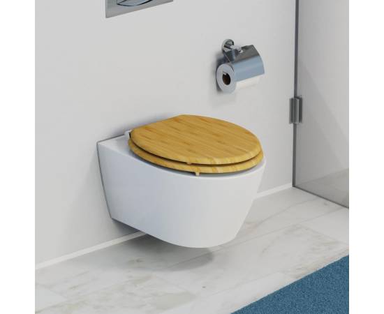 SchÜtte capac de toaletă cu închidere silențioasă natural bamboo, 5 image