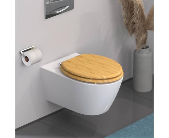 SchÜtte capac de toaletă cu închidere silențioasă natural bamboo, 4 image