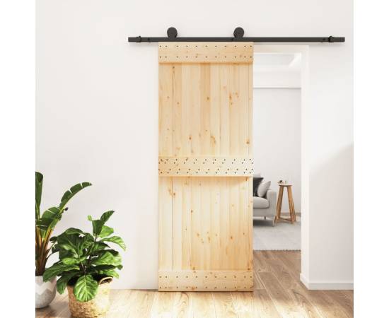 Ușă glisantă cu set de feronerie 80x210 cm, lemn masiv de pin