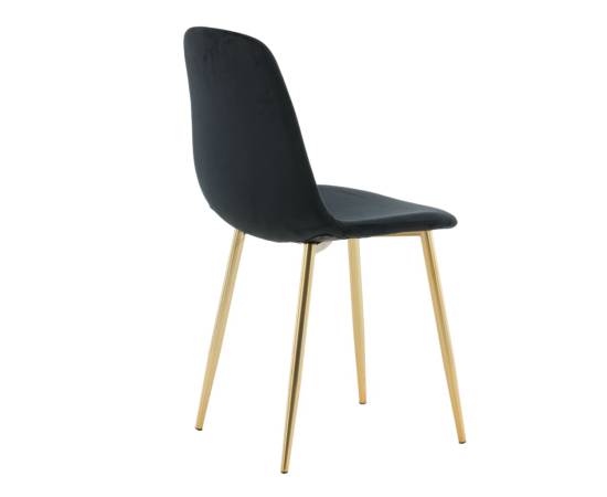 Venture home scaune de sufragerie polar, 2 buc., negru/alamă, catifea, 9 image