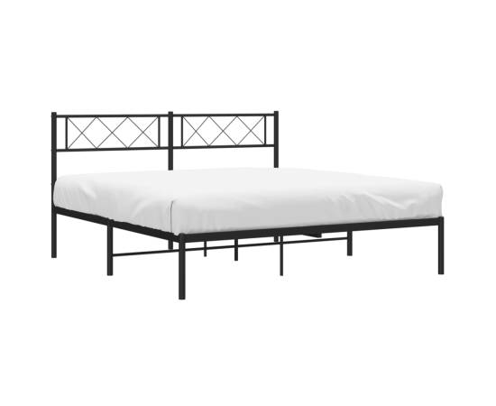 Cadru de pat metalic cu tăblie, negru, 120x200 cm, 3 image