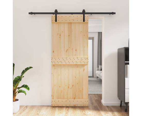 Ușă glisantă cu set de feronerie 85x210 cm, lemn masiv de pin