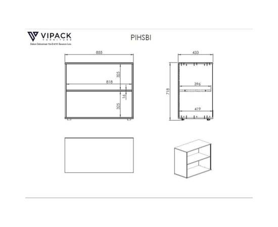 Vipack bibliotecă „pino” cu 2 niveluri, alb, lemn, 3 image