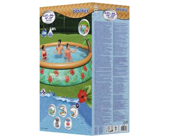 Bestway set de piscină gonflabilă fast set paradise palms, 457x84 cm, 5 image