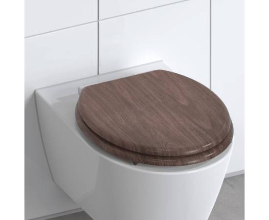 SchÜtte capac de toaletă cu închidere silențioasă dark wood mdf, 4 image